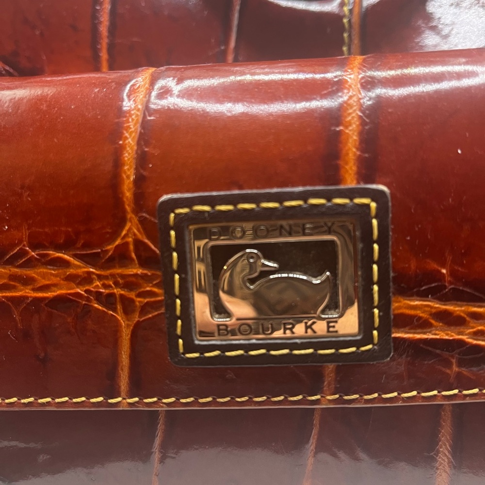 Dooney & Bourke Brown Leather Animal Print Satchel with matching wallet - Picture 5 of 16